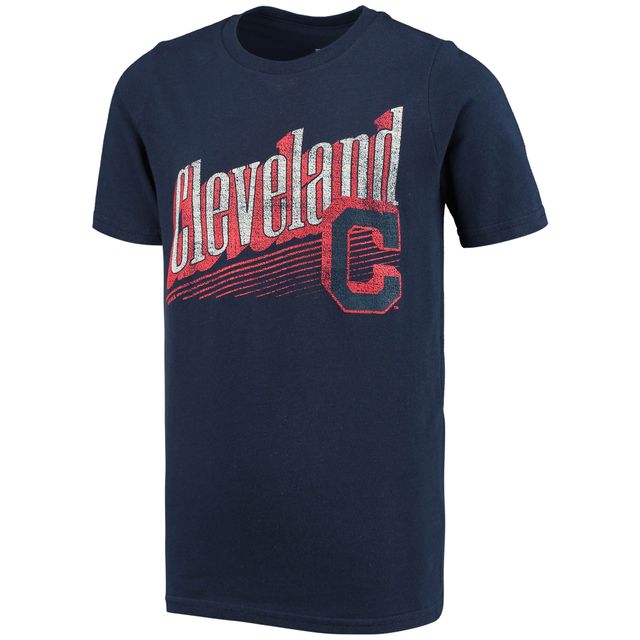 T-shirt bleu marine pour jeunes Indians de Cleveland avec séquence victoires