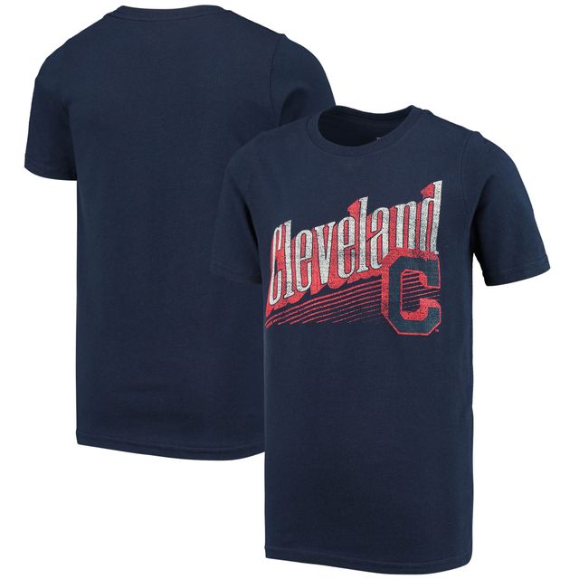 T-shirt bleu marine pour jeunes Indians de Cleveland avec séquence victoires