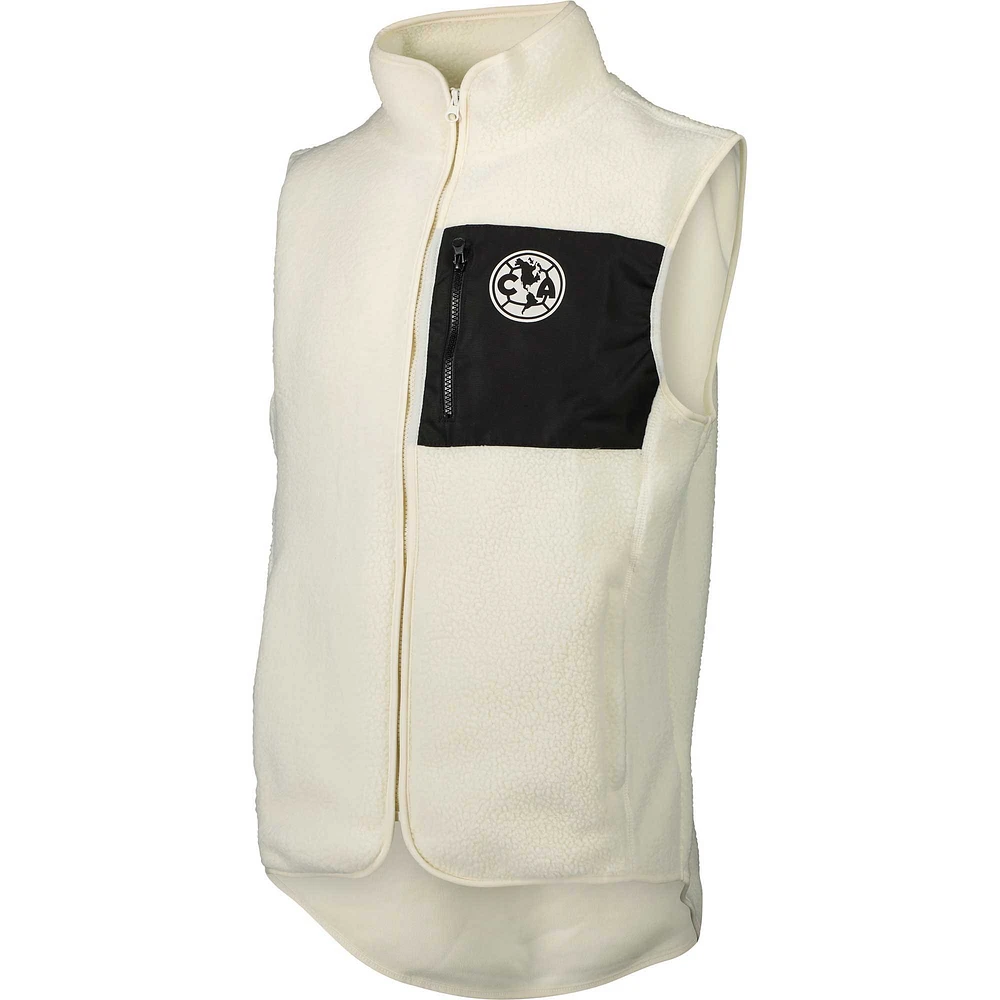 Men's White Club America Pile Full-Zip Vest