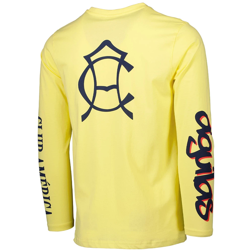 Men's Yellow Club America Graffiti Long Sleeve T-Shirt