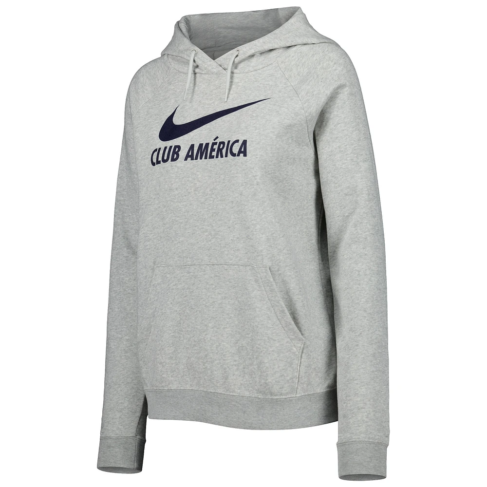 Women's Nike Heather Gray Club America Lockup Varsity Fleece Raglan Pullover Hoodie