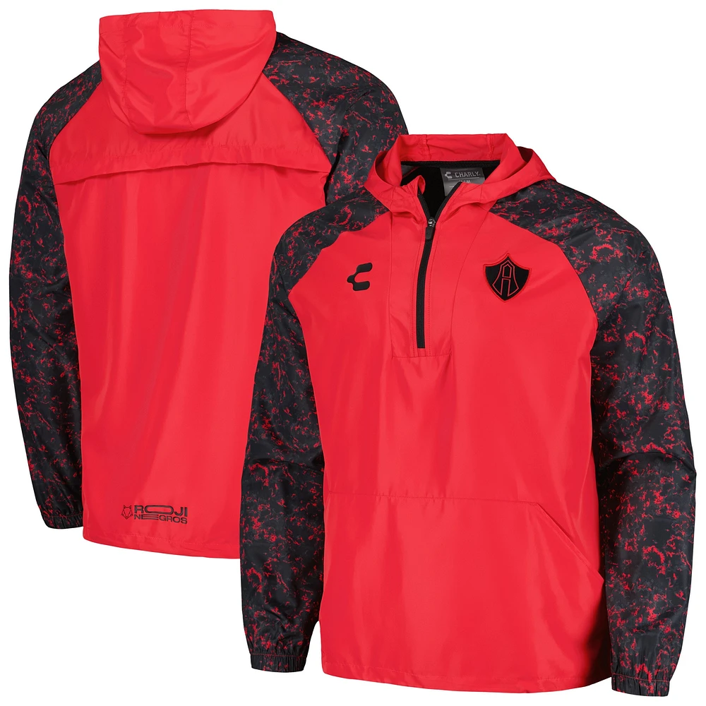 Men's Charly Red Club Atlas Half-Zip Windbreaker Hoodie Jacket
