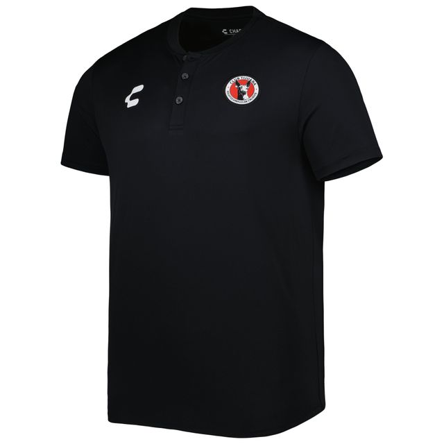 Polo Homme Charly Noir/Blanc Club Tijuana Henley Microfibre DRY FACTOR
