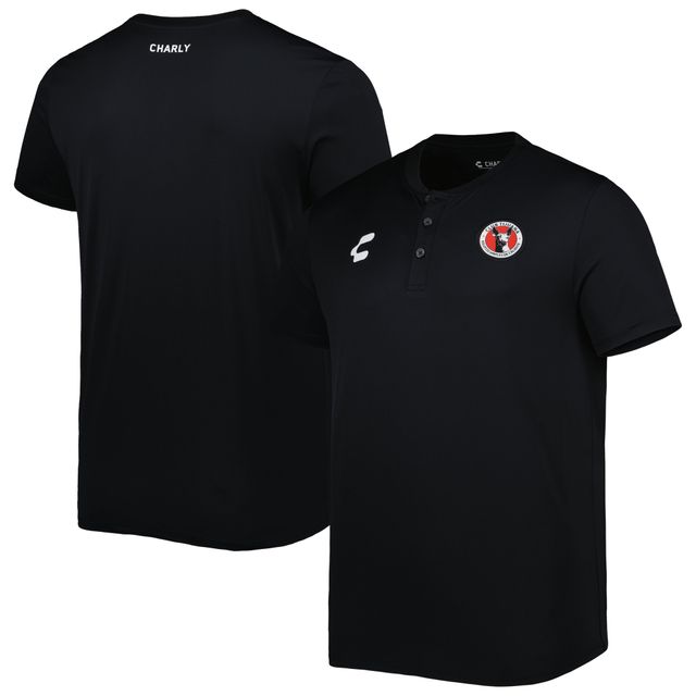 Polo Homme Charly Noir/Blanc Club Tijuana Henley Microfibre DRY FACTOR