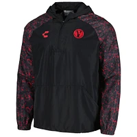 Men's Charly  Black Club Tijuana Half-Zip Windbreaker Hoodie Jacket