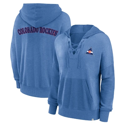 Women's Fanatics Blue CO Rockies Heritage Vintage Lace-Up Pullover Hoodie