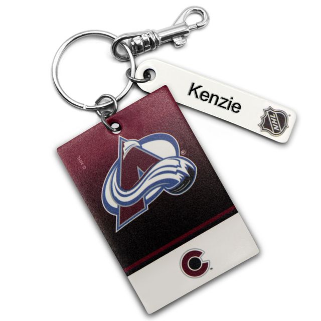 Porte-clés rectangle en cuir personnalisé Avalanche du Colorado bordeaux