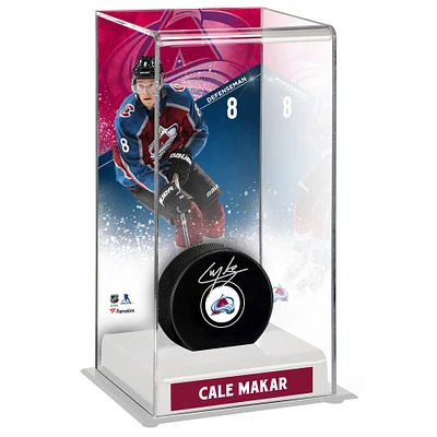 Cale Makar Colorado Avalanche Autographed Puck with Deluxe Tall Hockey Puck Case