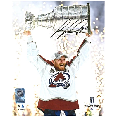 Gabriel Landeskog Colorado Avalanche Autographed 2022 Stanley Cup Champions 8" x 10" Raising Cup Photograph