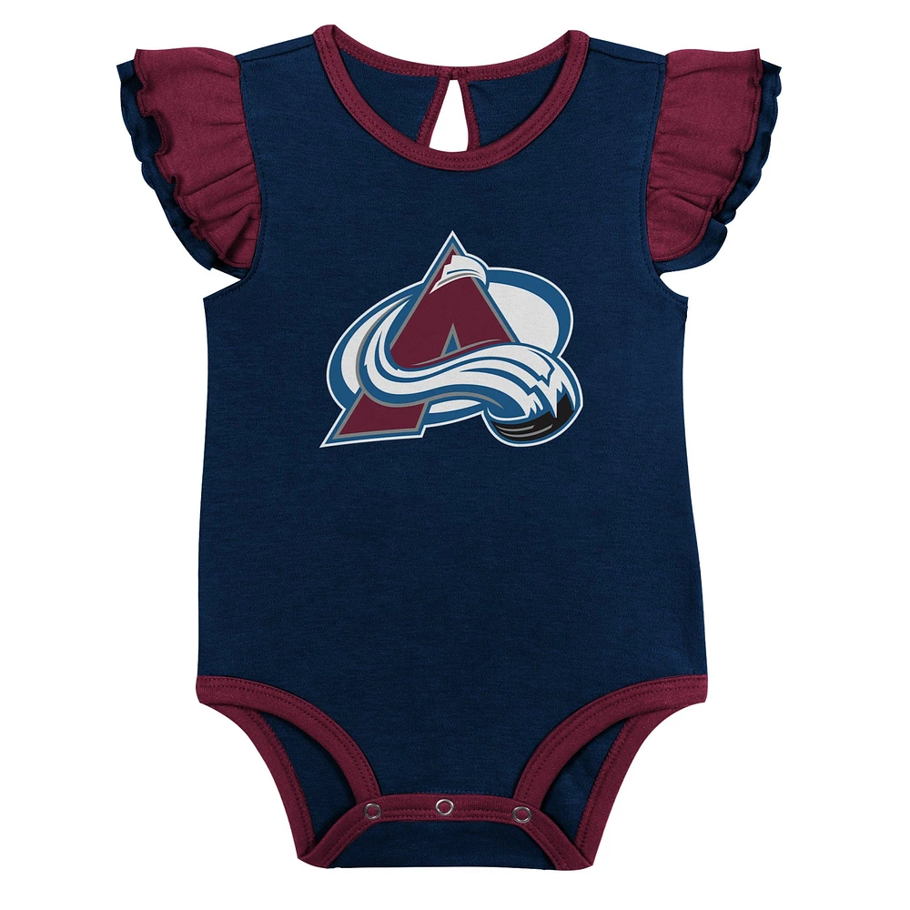 Girls Infant Burgundy/Navy Colorado Avalanche Two-Pack Training Bodysuit Set