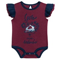 Girls Infant Burgundy/Navy Colorado Avalanche Two-Pack Training Bodysuit Set