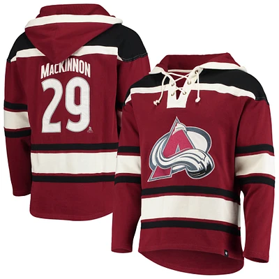 Chandail à capuchon pour homme '47 Nathan MacKinnon Burgundy Colorado Avalanche Player Name & Number Lacer