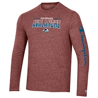 Men's Champion Heather Burgundy Colorado Avalanche Tri-Blend Long Sleeve T-Shirt