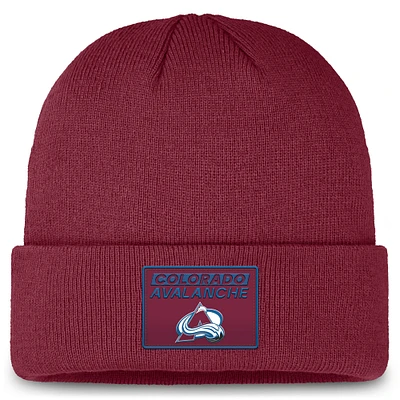 Bonnet en tricot à revers authentique Fanatics Colorado Avalanche Bordeaux pour hommes