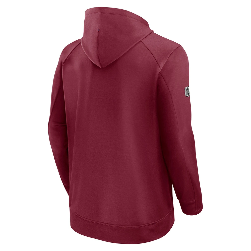 Men's Fanatics  Burgundy Colorado Avalanche Authentic Pro Rink Fleece Pullover Hoodie