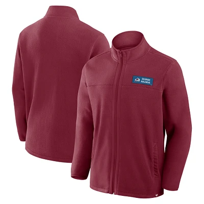 Veste polaire entièrement zippée Fanatics Colorado Avalanche Home Ice pour homme Bordeaux