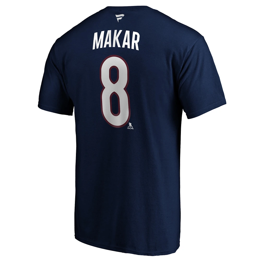Men's Fanatics Cale Makar Navy Colorado Avalanche Authentic Stack Name & Number Team T-Shirt