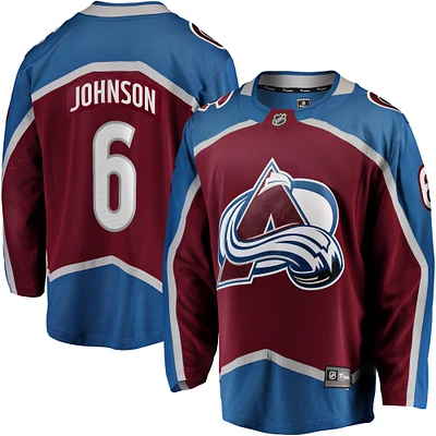 Maillot à domicile Breakaway des Colorado Avalanche de couleur bordeaux Erik Johnson Fanatics pour hommes