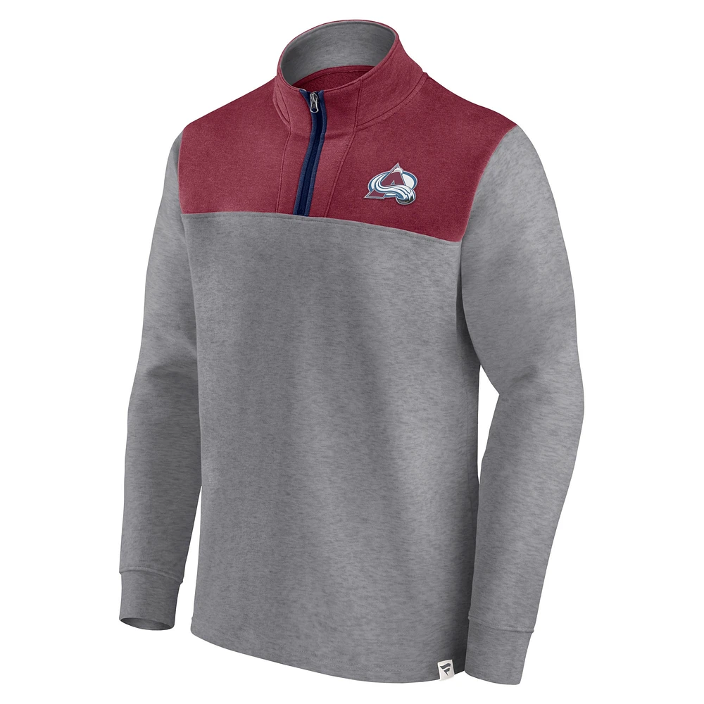 Men's Fanatics Heather Gray Colorado Avalanche Launch It Quarter-Zip Jacket