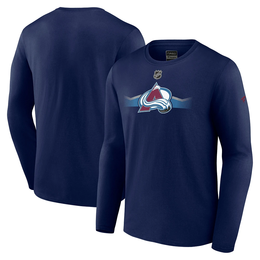 T-shirt à manches longues secondaire Authentic Pro pour homme Fanatics Navy Colorado Avalanche