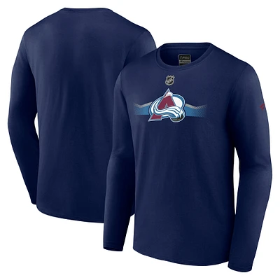 T-shirt à manches longues secondaire Authentic Pro pour homme Fanatics Navy Colorado Avalanche
