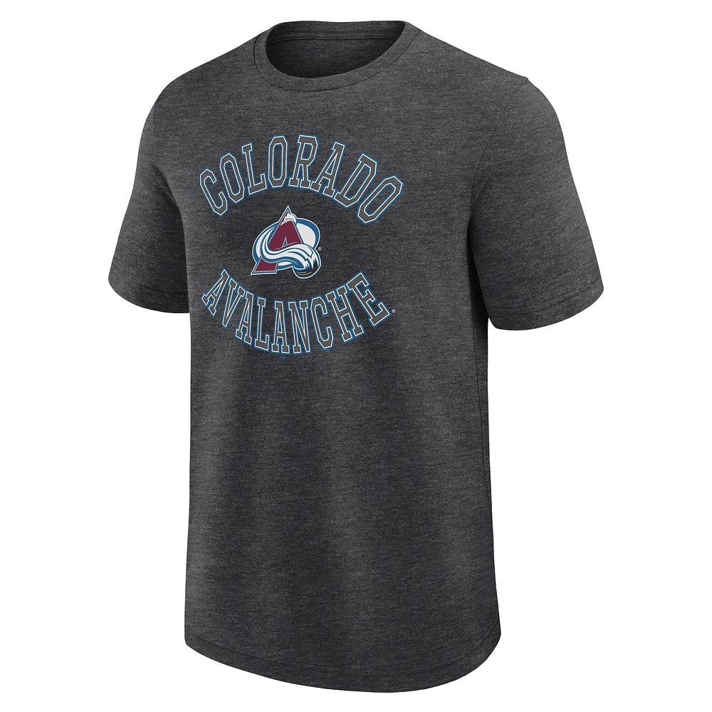 T-shirt gris chiné pour homme, inspiré du succès de l'Avalanche Colorado