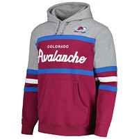 Men's Mitchell & Ness Burgundy/Gray Colorado Avalanche Head Coach Pullover Hoodie
