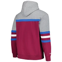 Men's Mitchell & Ness Burgundy/Gray Colorado Avalanche Head Coach Pullover Hoodie