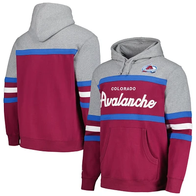 Chandail à capuchon Mitchell & Ness pour hommes, bordeaux/gris, Colorado Avalanche Head Coach
