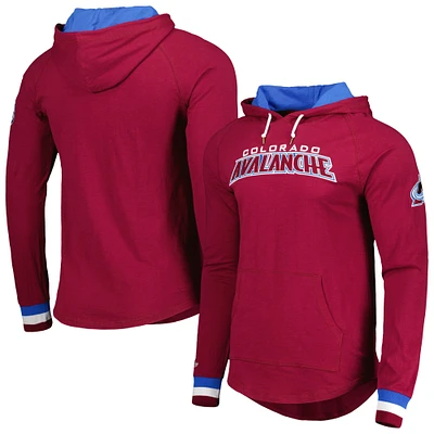 T-shirt à capuche manches longues pour hommes Mitchell & Ness bordeaux Colorado Avalanche Legendary Slub
