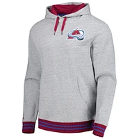 Men's Mitchell & Ness  Heather Gray Colorado Avalanche Classic French Terry Pullover Hoodie
