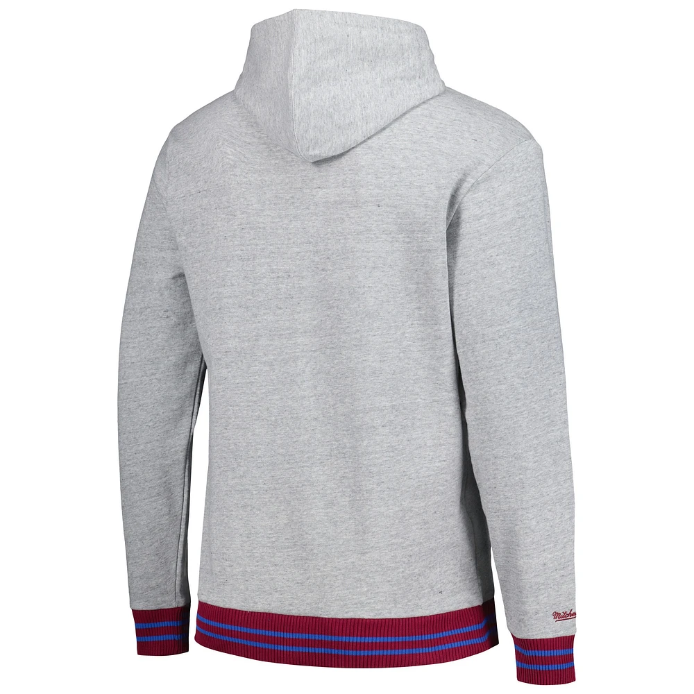 Men's Mitchell & Ness  Heather Gray Colorado Avalanche Classic French Terry Pullover Hoodie