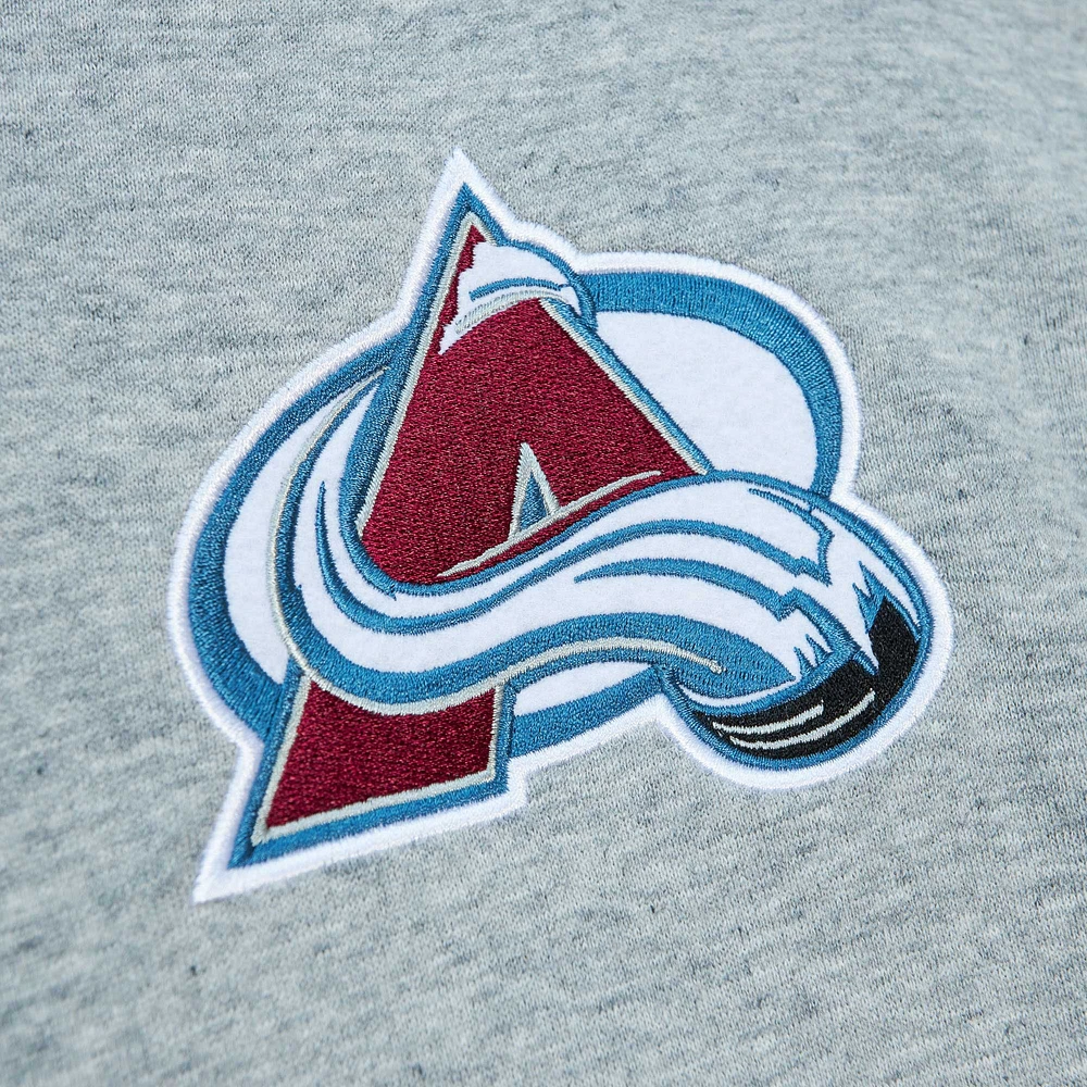 Men's Mitchell & Ness  Heather Gray Colorado Avalanche Classic French Terry Pullover Hoodie