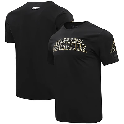 T-shirt noir Pro Standard pour hommes avec le mot-symbole de l'Avalanche du Colorado