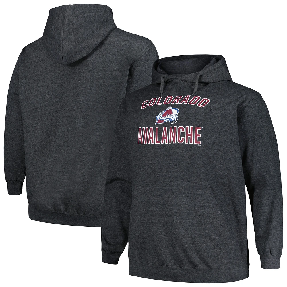 Sweat à capuche pour hommes Profile Heather Charcoal Colorado Avalanche Big & Tall Arch Over Logo