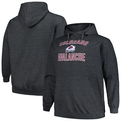 Sweat à capuche pour hommes Profile Heather Charcoal Colorado Avalanche Big & Tall Arch Over Logo