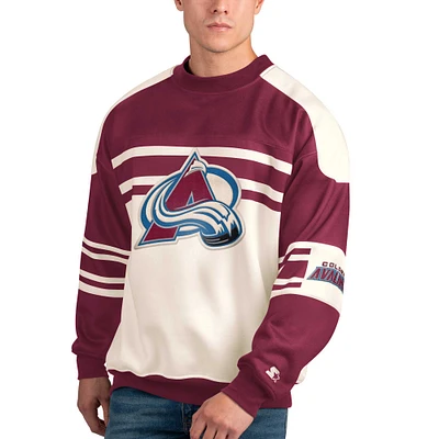 Sweat-shirt à col rond en polaire Starter White Colorado Avalanche Defense pour hommes