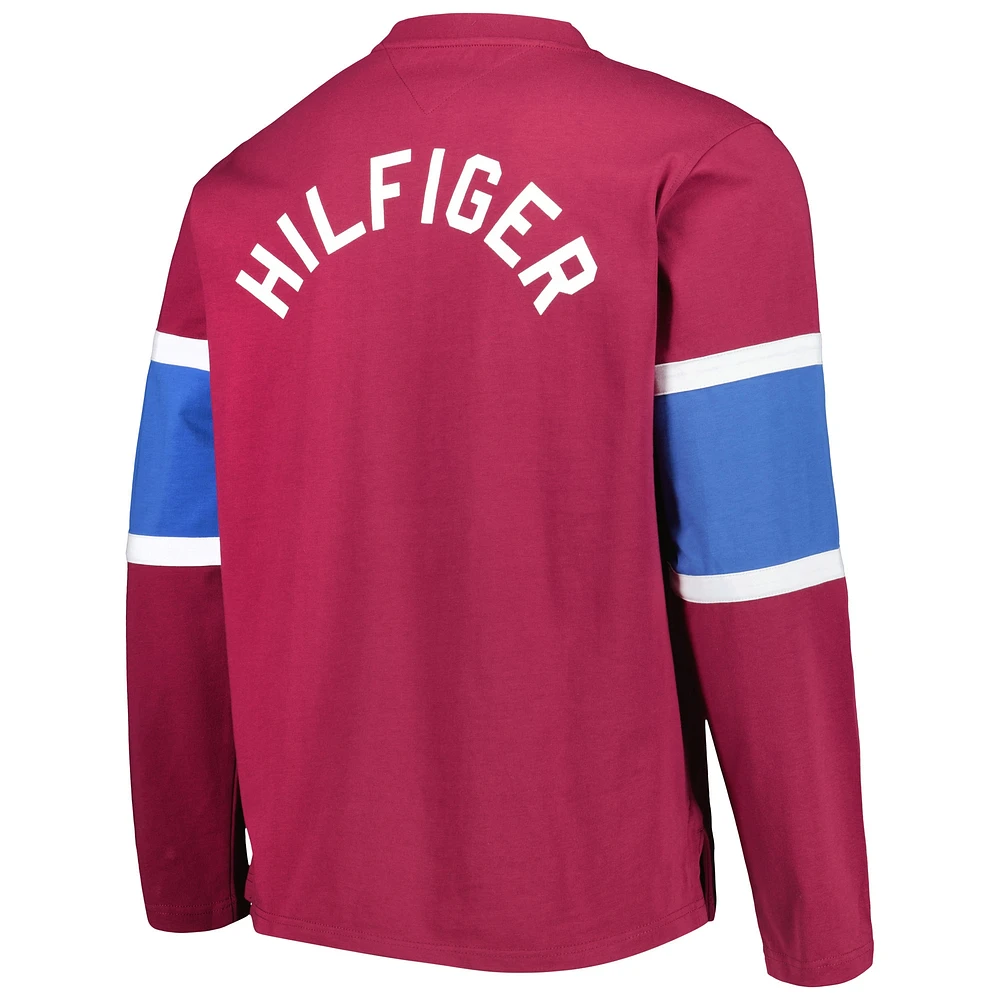 Men's Tommy Hilfiger Burgundy Colorado Avalanche Walter Lace-Up Long Sleeve Top