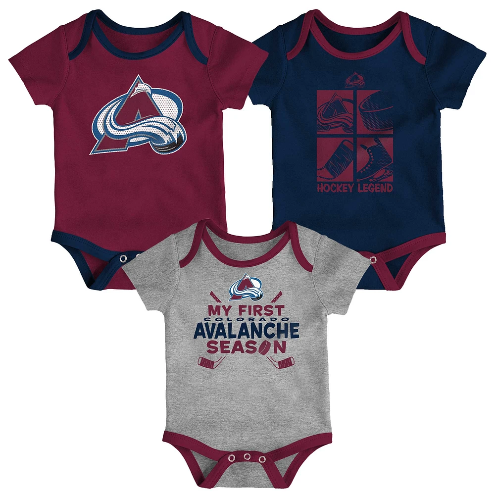 Ensemble de body trois pièces pour nouveau-né et nourrisson Colorado Avalanche Legend