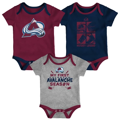 Ensemble de body trois pièces pour nouveau-né et nourrisson Colorado Avalanche Legend