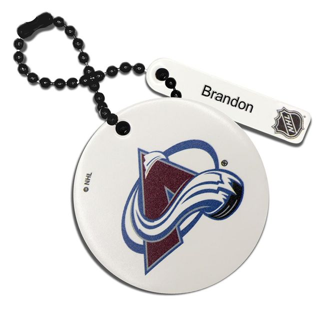 Étiquette de sac ronde en cuir personnalisée avec logo Colorado Avalanche blanc
