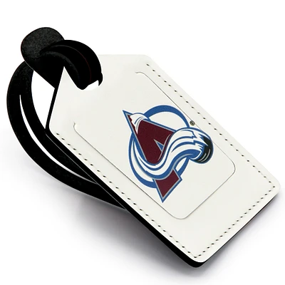 White Colorado Avalanche Personalized Leather Luggage Tag