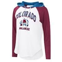 T-shirt à capuche manches longues raglan VIP G-III 4Her par Carl Banks pour femme, blanc, Colorado Avalanche