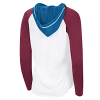 T-shirt à capuche manches longues raglan VIP G-III 4Her par Carl Banks pour femme, blanc, Colorado Avalanche