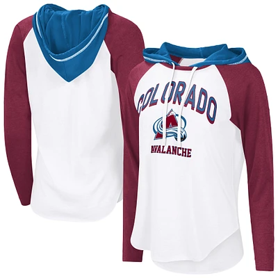 T-shirt à capuche manches longues raglan VIP G-III 4Her par Carl Banks pour femme, blanc, Colorado Avalanche