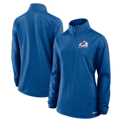 Haut à enfiler léger quart de zip Colorado Avalanche Authentic Pro Rink bleu Fanatics pour femme