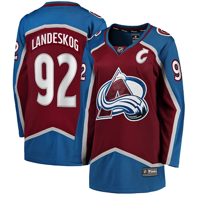Fanatics pour femmes Gabriel Landeskog Bourgogne Colorado Avalanche Captain Patch Home Breakaway Player Maillot