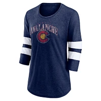 T-shirt à manches 3/4 Fanatics Heather Navy Colorado Avalanche Special Edition 2.0 Barn Burner pour femmes