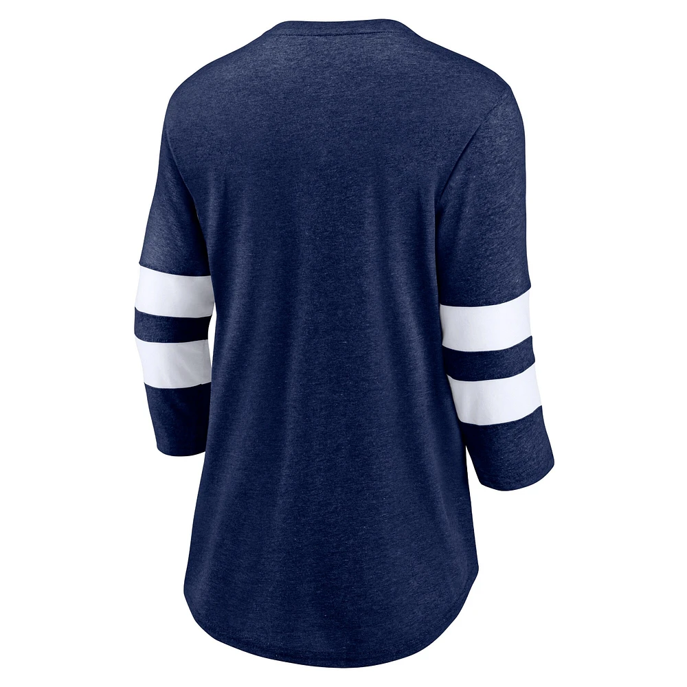 T-shirt à manches 3/4 Fanatics Heather Navy Colorado Avalanche Special Edition 2.0 Barn Burner pour femmes