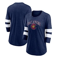 T-shirt à manches 3/4 Fanatics Heather Navy Colorado Avalanche Special Edition 2.0 Barn Burner pour femmes